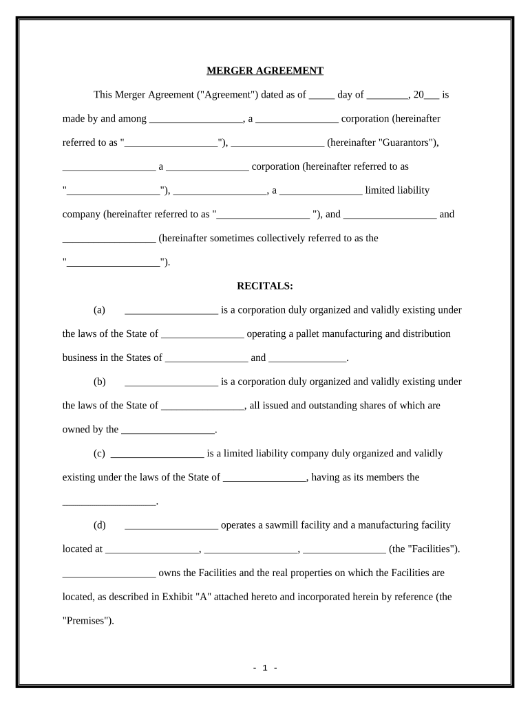 Merger Agreement Sample  Form