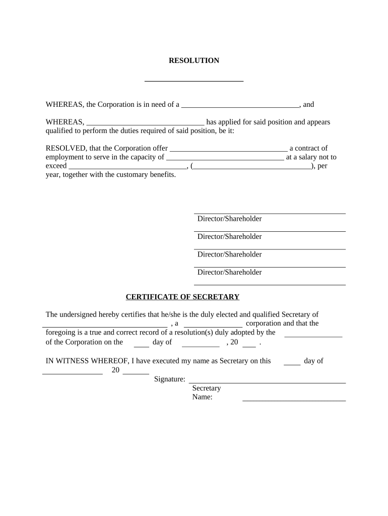 Appointment Resolution  Form