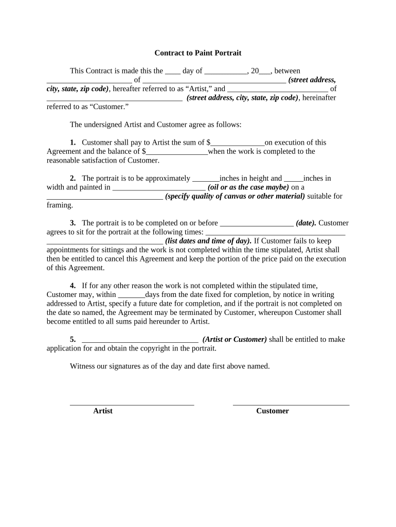 Contract Portrait  Form