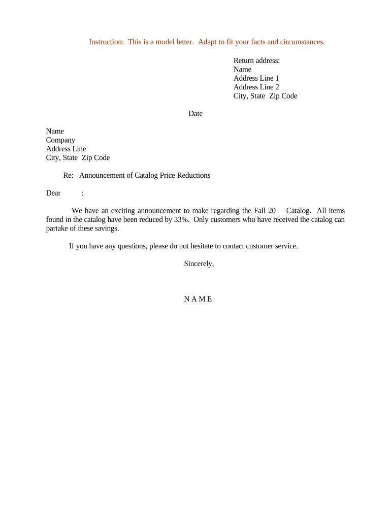 Sample Letter Announcement  Form