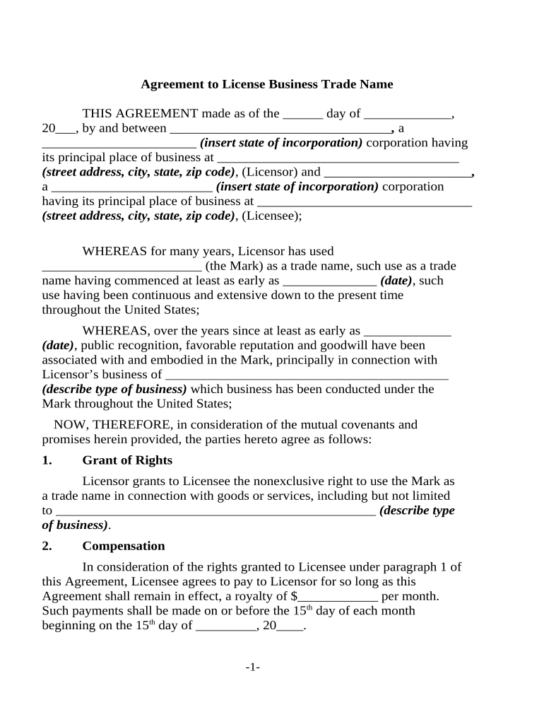 License Business Name  Form