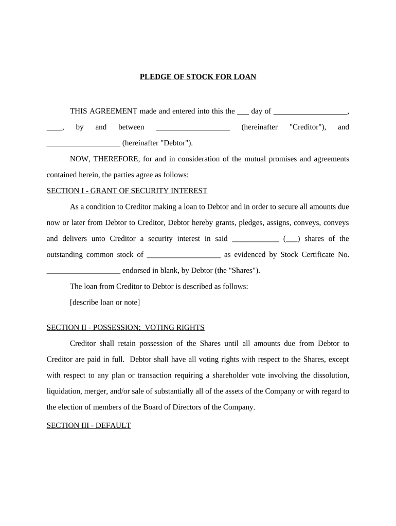 Pledge Stock  Form