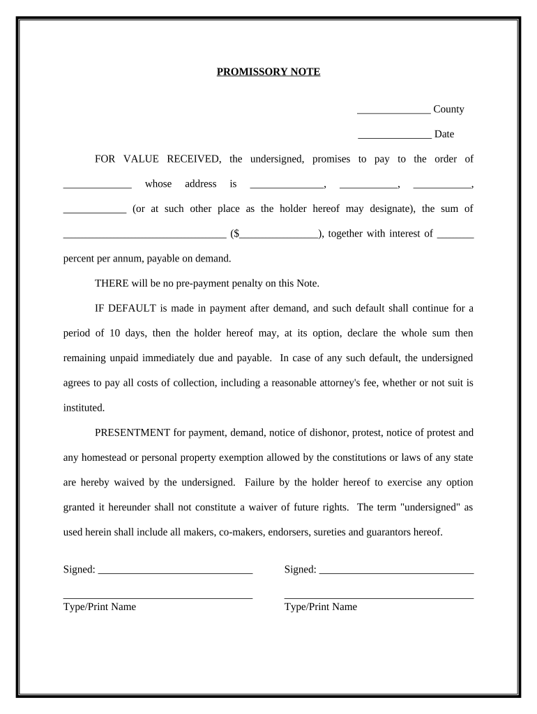 Note Demand  Form