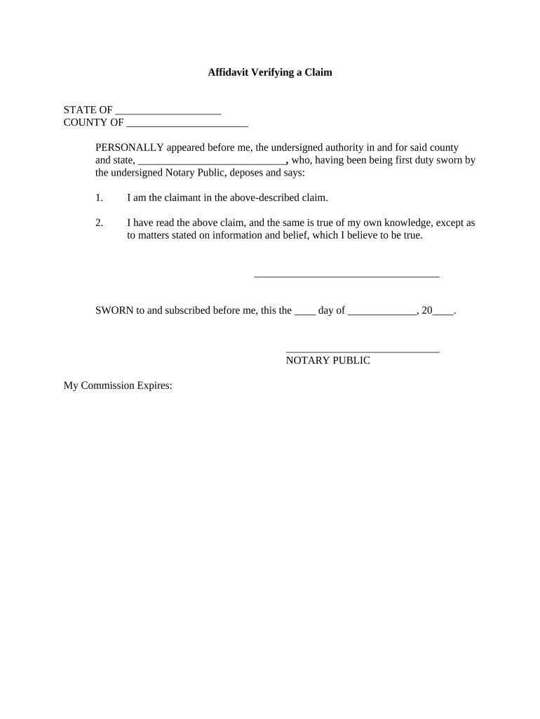 Affidavit Claim  Form