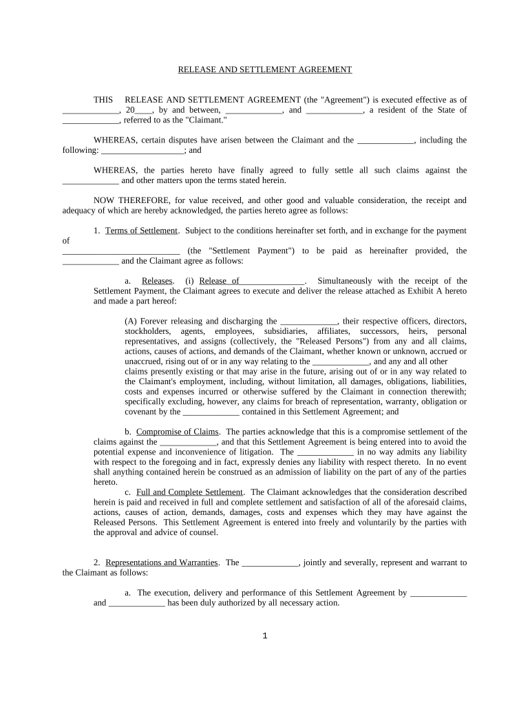 Settlement Agreement Form