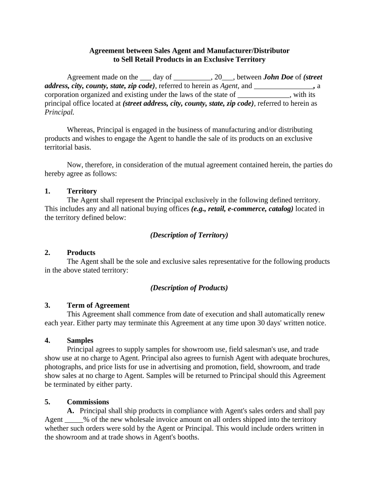 Distributor Sales Agreement  Form