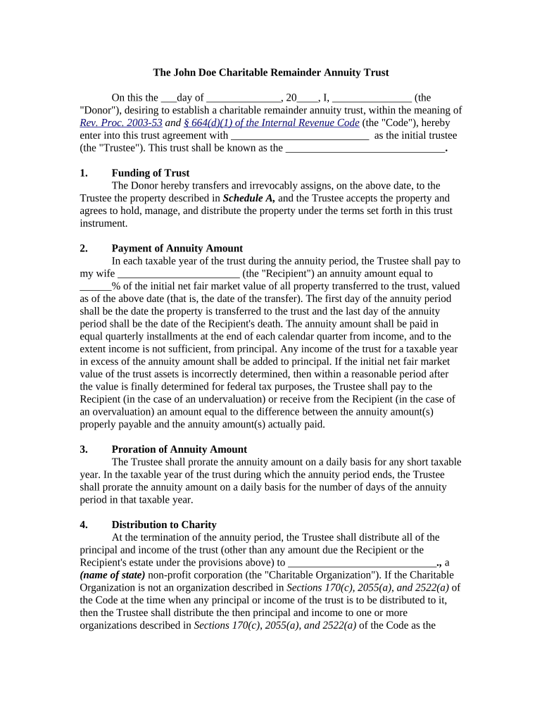 Charitable Remainder Trust  Form