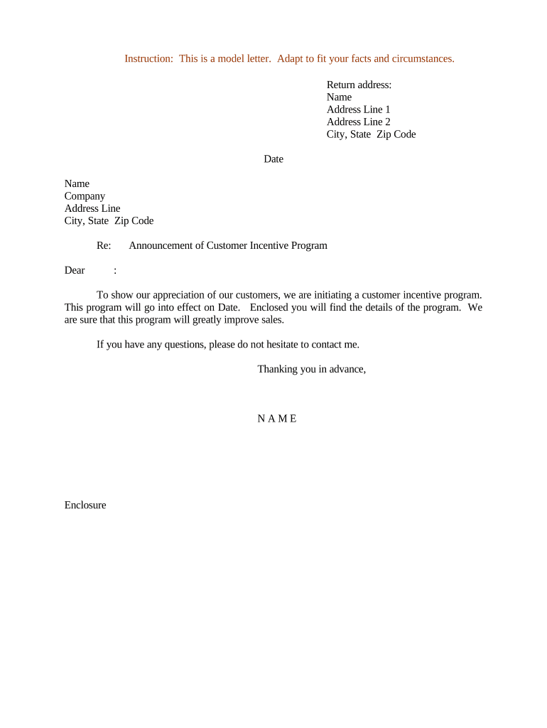 Sample Letter Announcement  Form