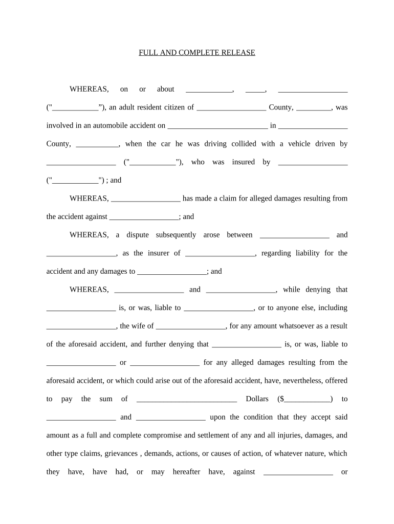 Settlement Agreement Form