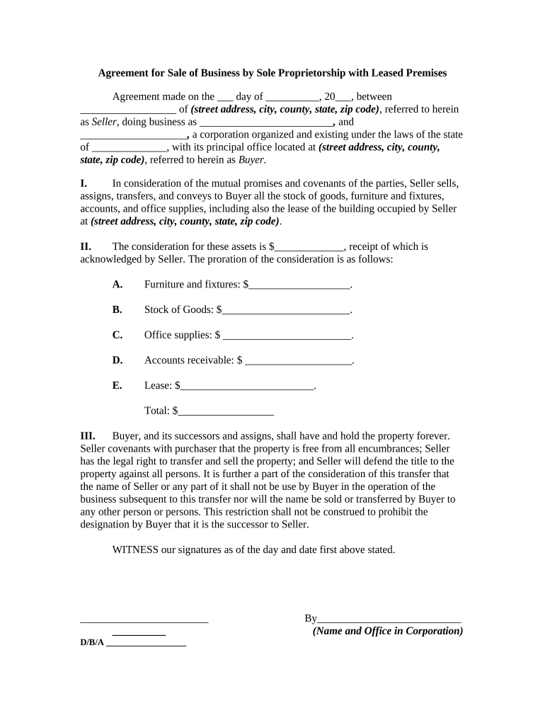 sole proprietorship form of ownership example in business plan