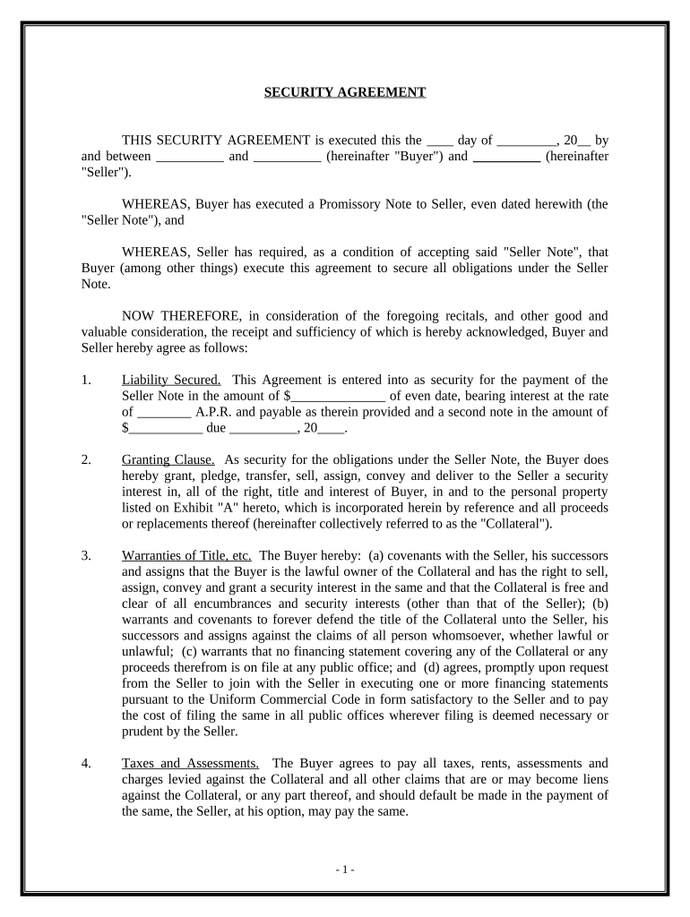 Security Agreement Form