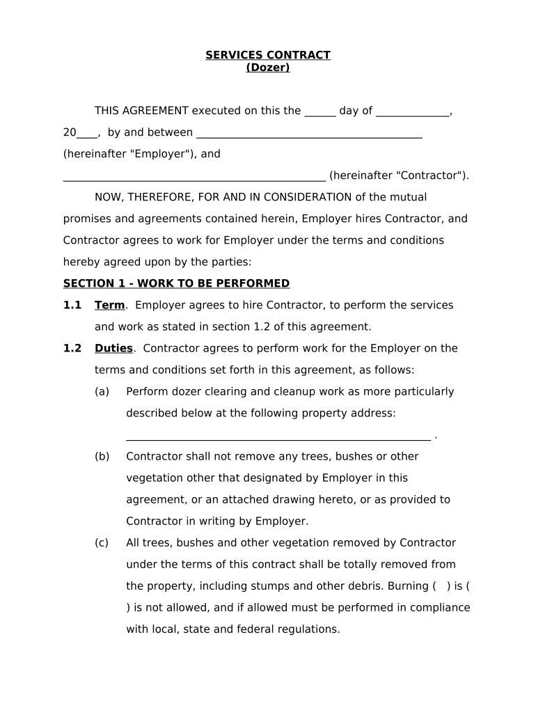 Services Contract  Form