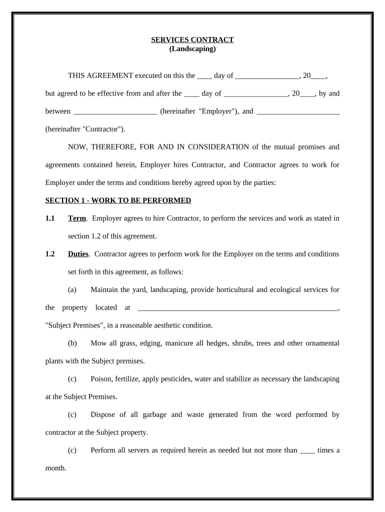 Contract Landscaping  Form