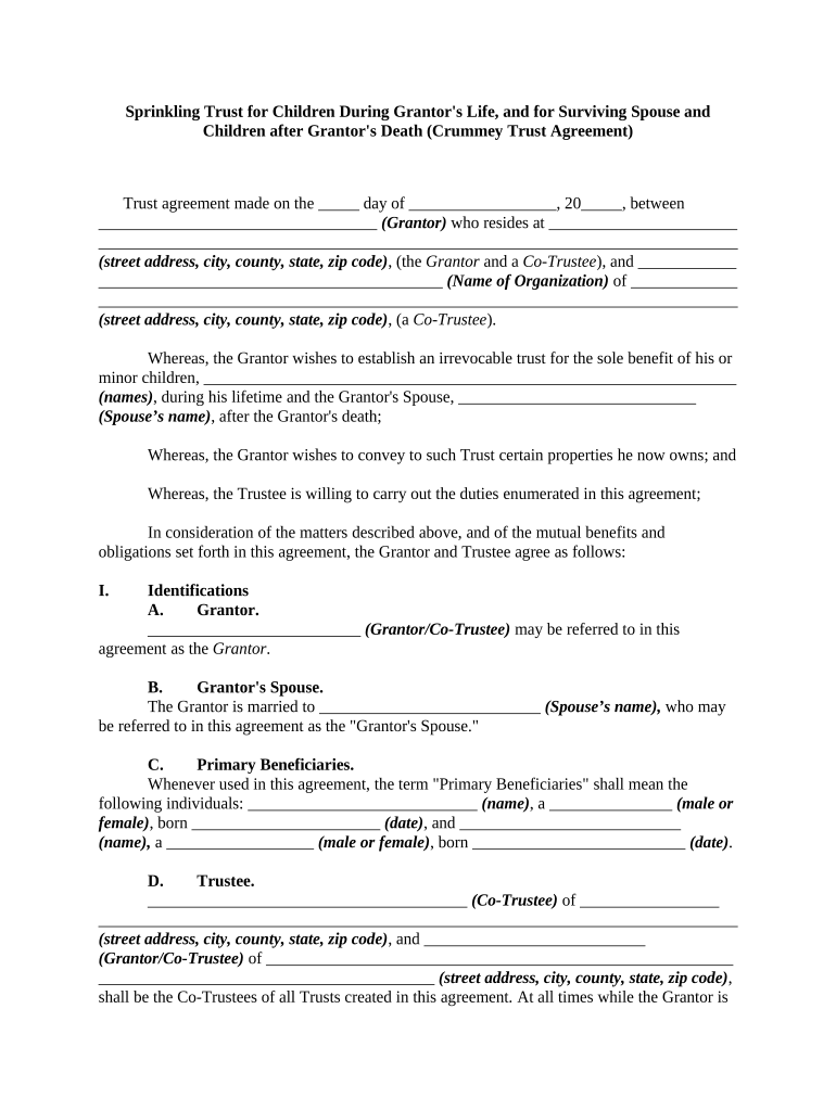 Sprinkling Trust  Form