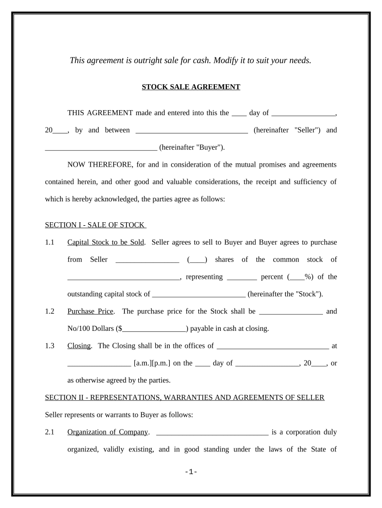 Sale Agreement Short Form