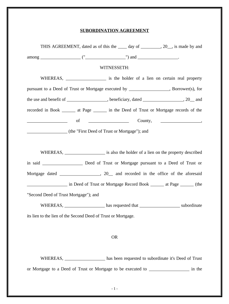 Farbar Subordination Agreement Sample  Form