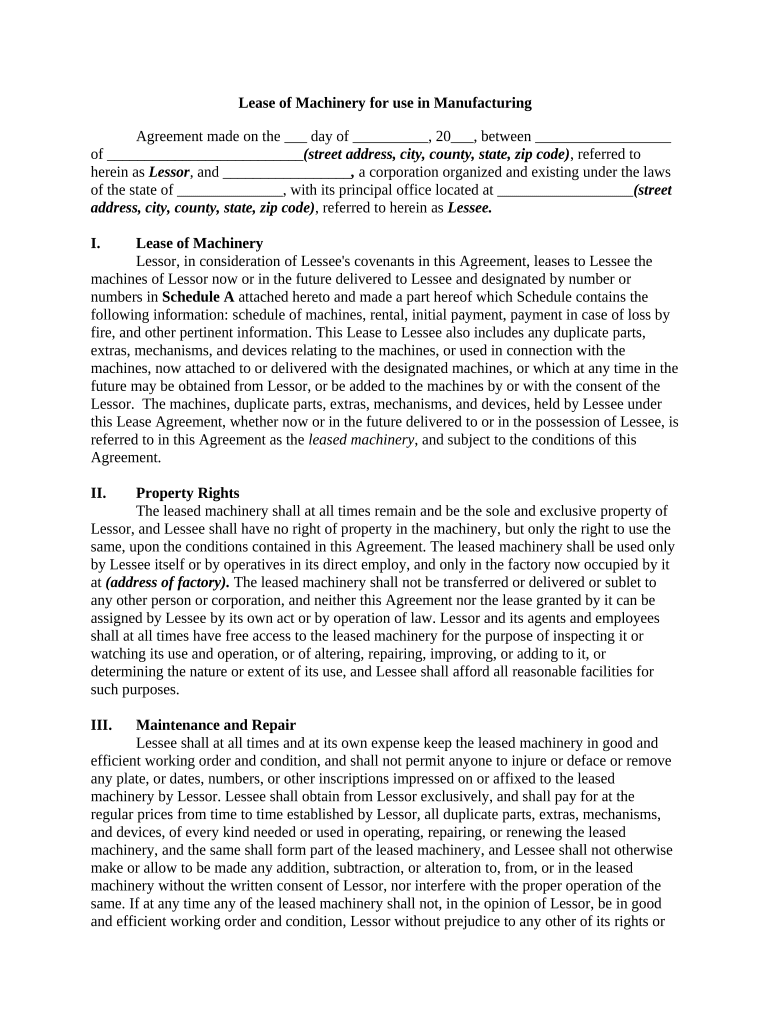 Lease Machinery  Form