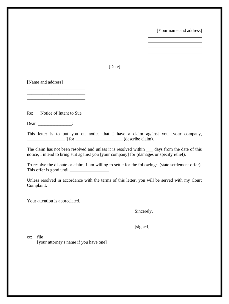 Letter Intent Sue  Form