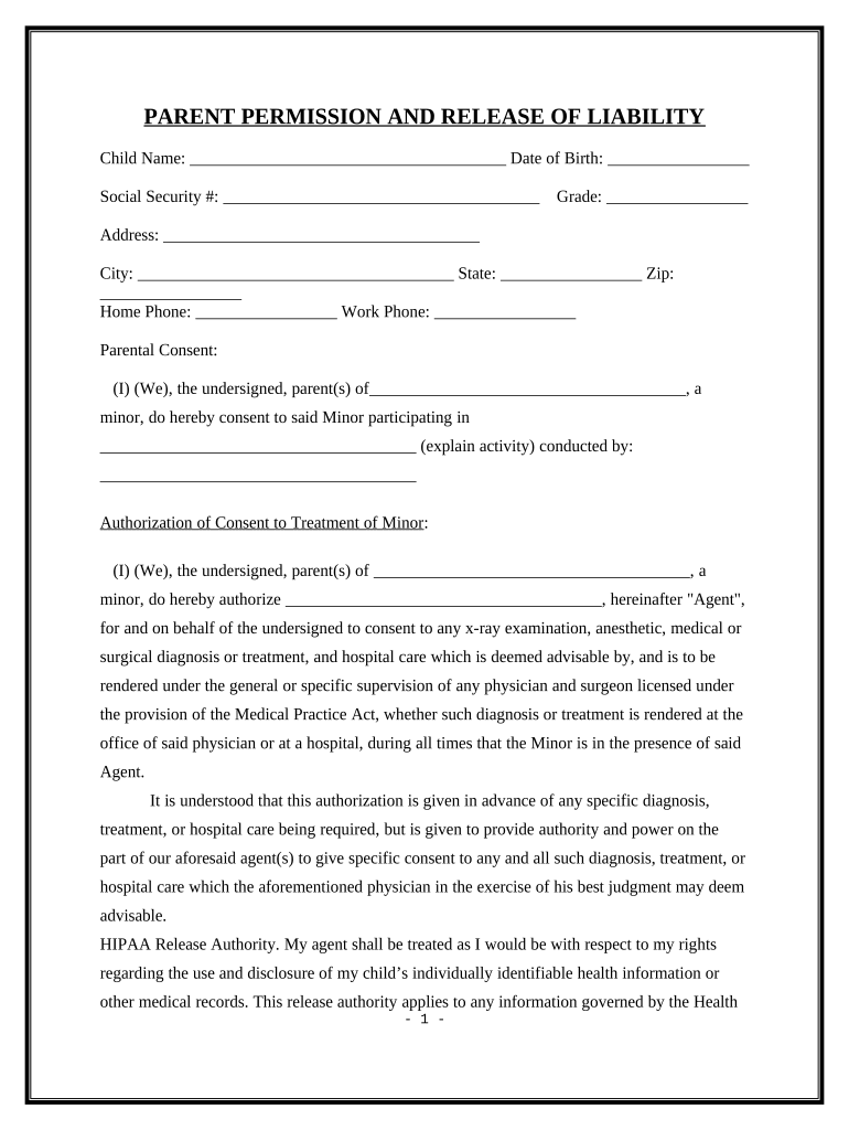 Parental Form Printable