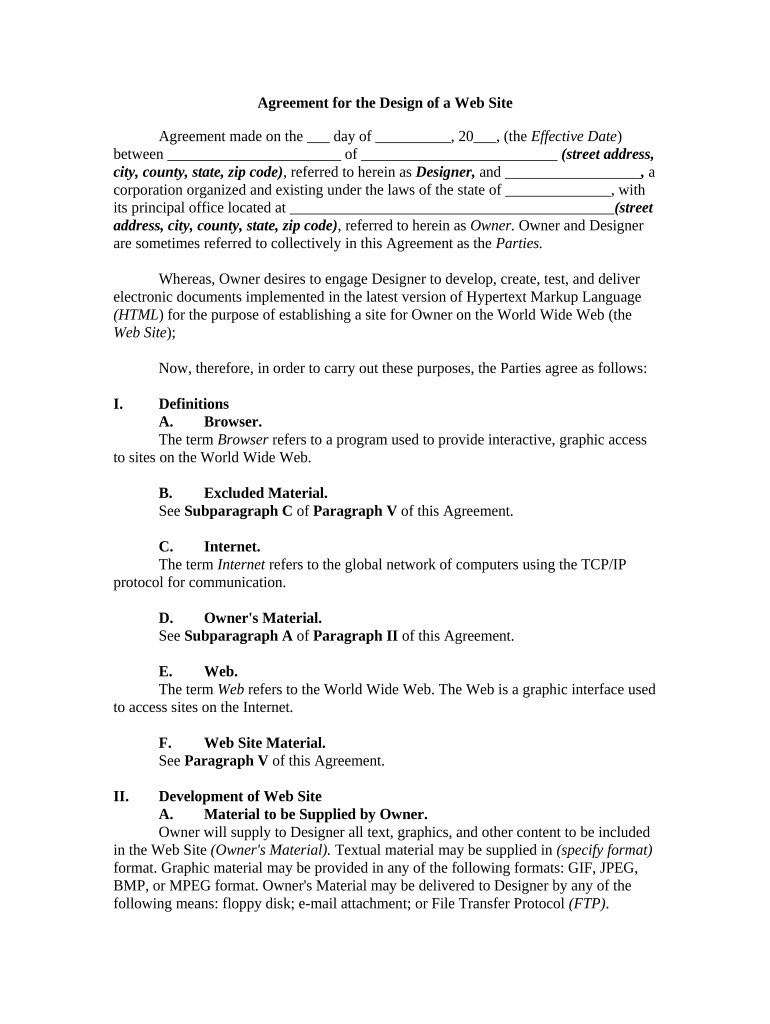 Agreement Site  Form
