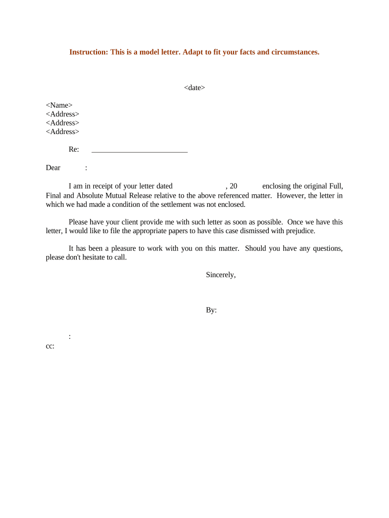 Sample Settlement Form Agreement