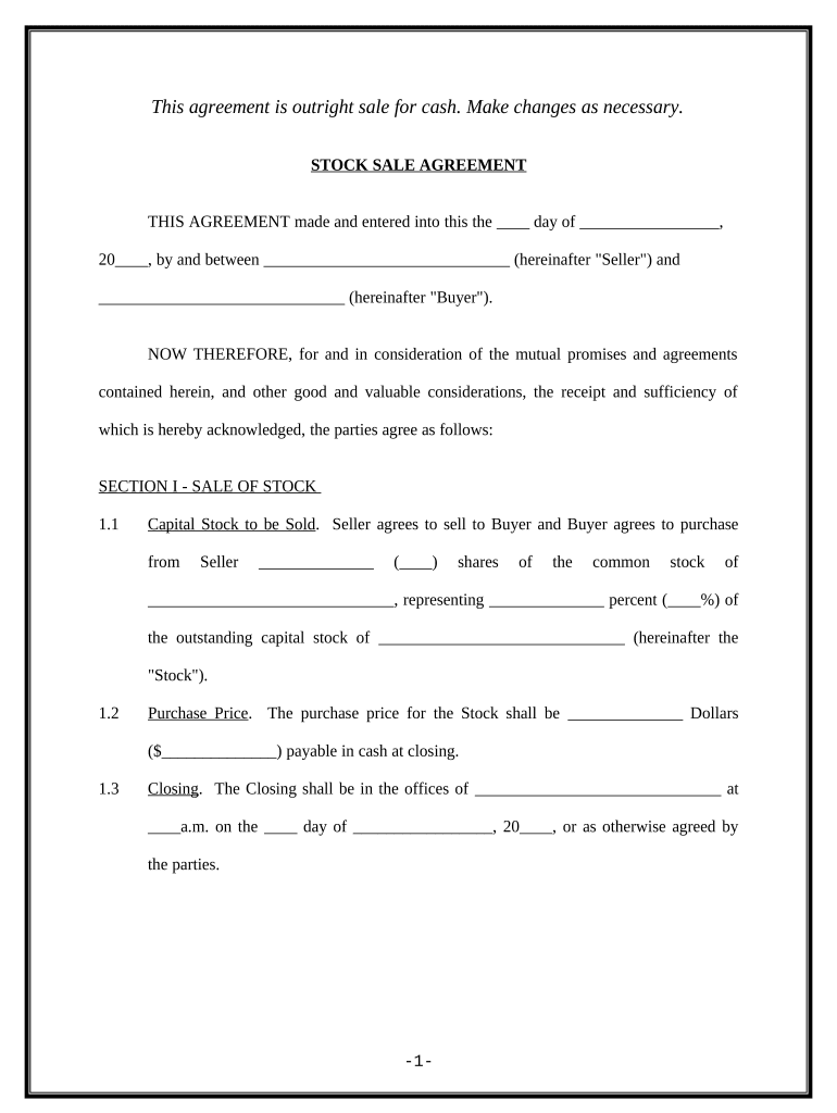 Agreement Stock  Form