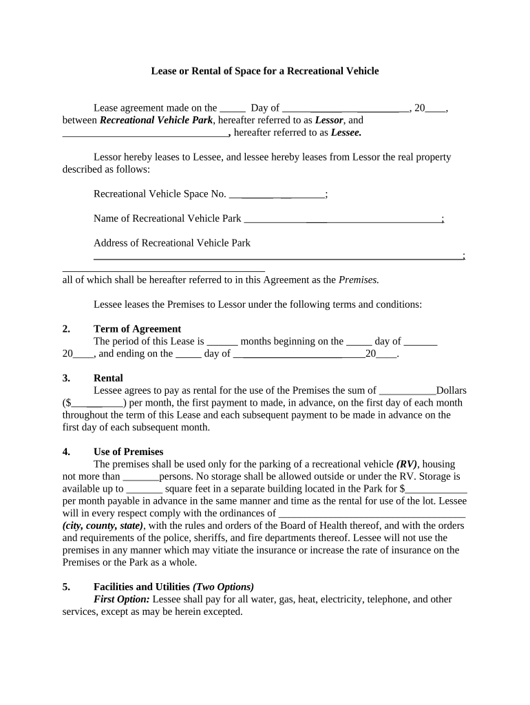 Rental Space for  Form