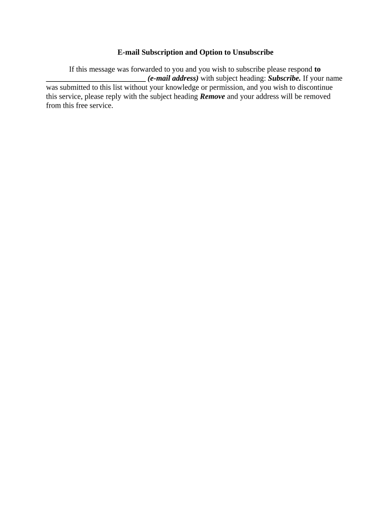 Email Subscription and Option to Unsubscribe  Form