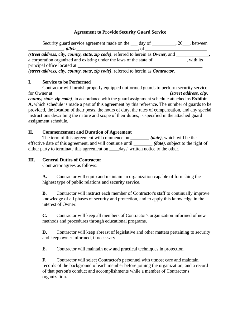 Security Guard Form