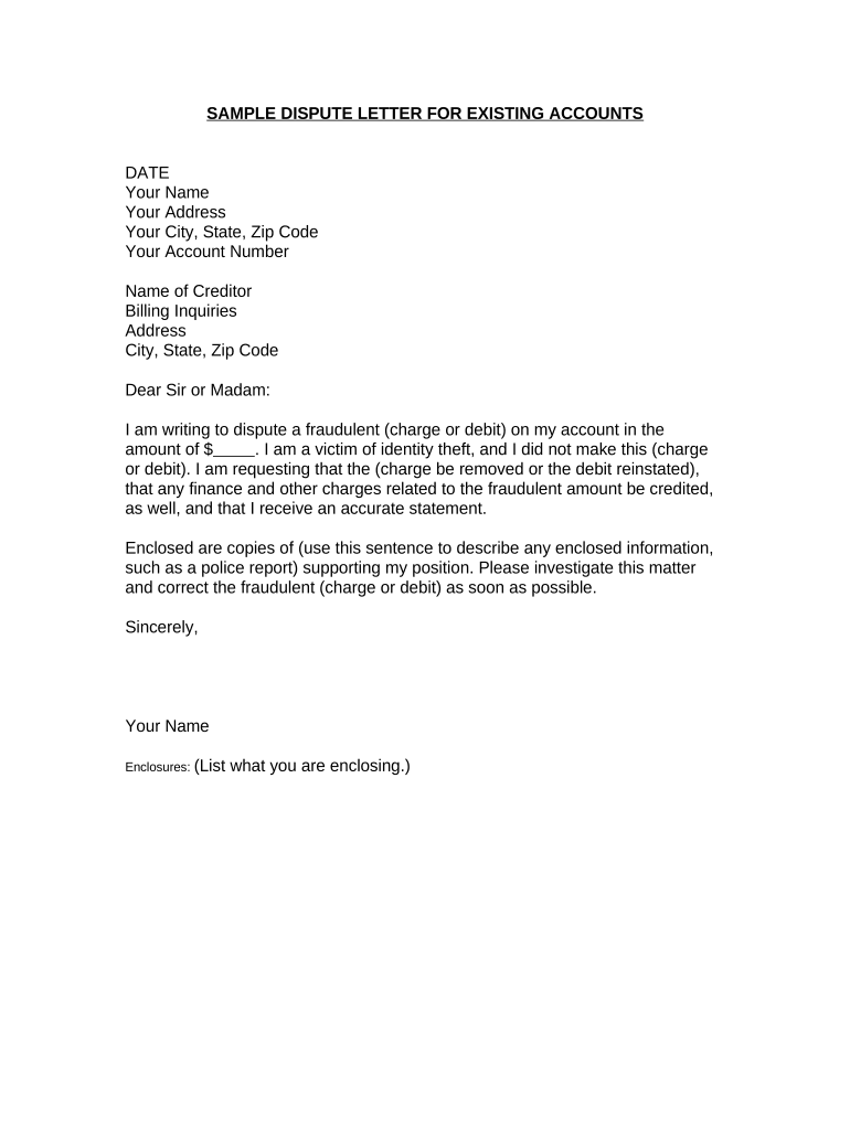 Free Printable Letter To Creditors Template