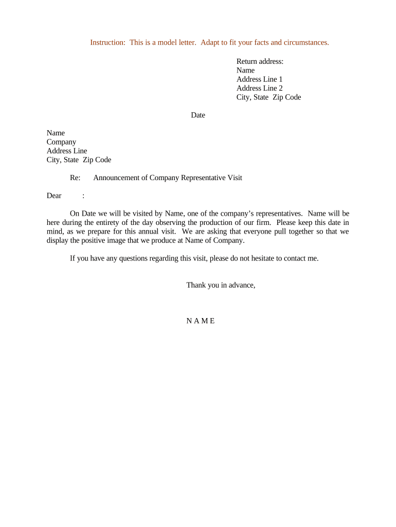 Letter Announcement Sample  Form
