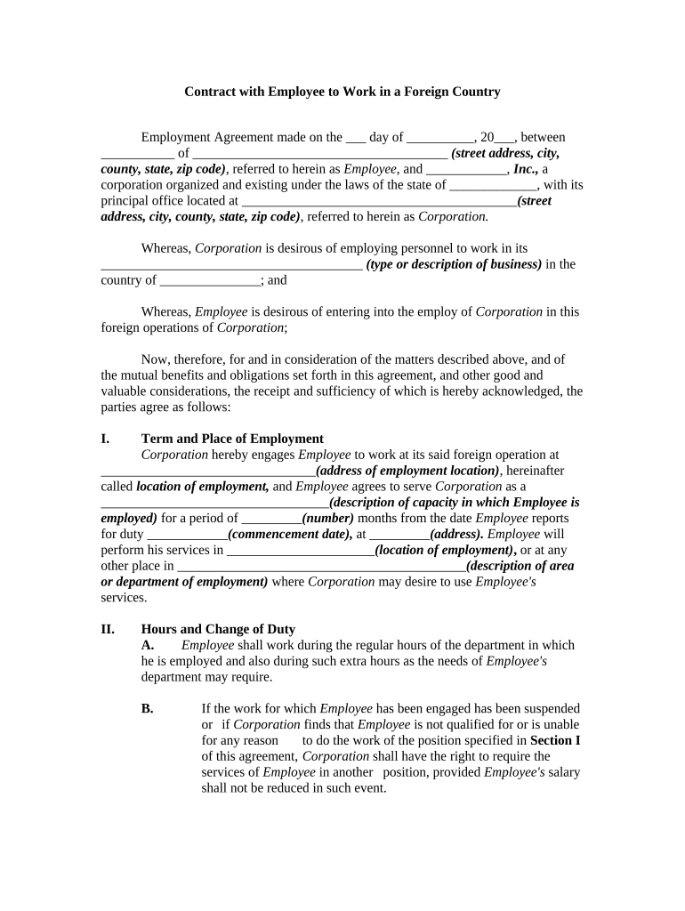 Contract Employee Foreign  Form