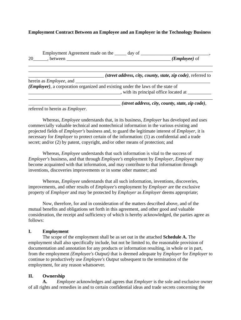 Employment Contract Employee  Form