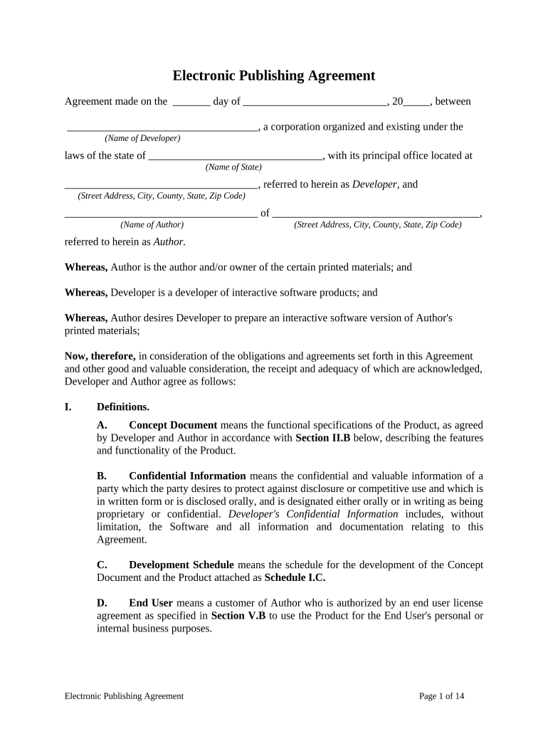 Electronic Agreement Sample  Form