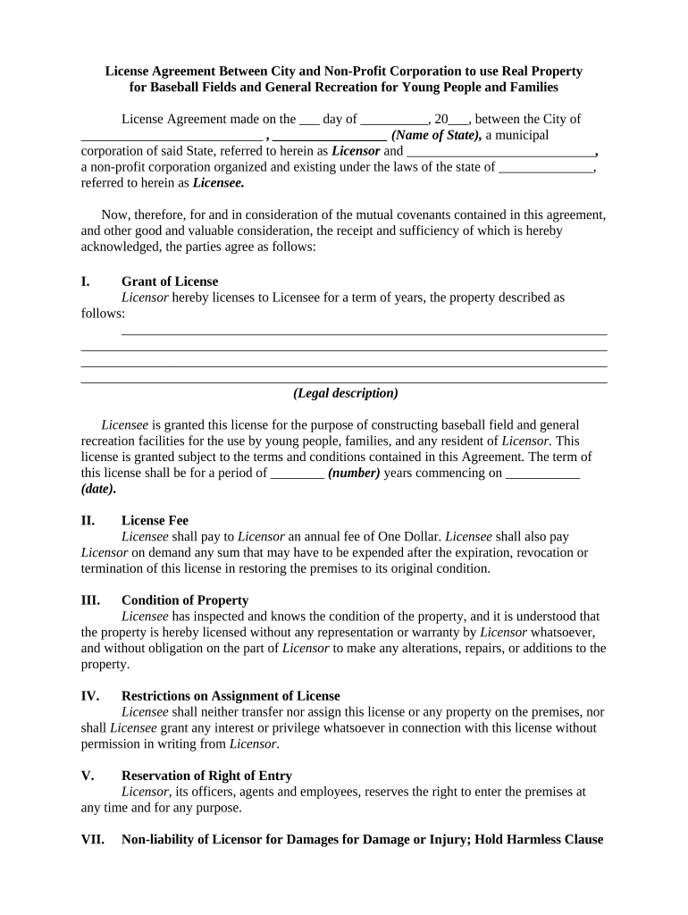 Agreement Use Property  Form