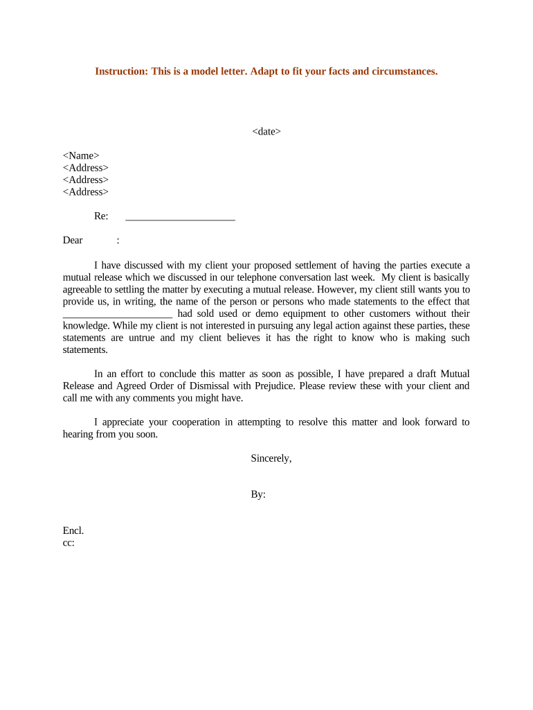 Proposed Settlement  Form