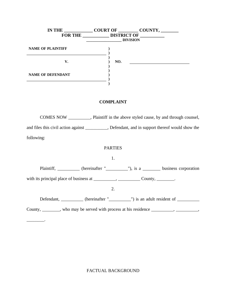 Breach Duty  Form