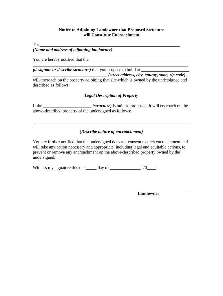 Notice Encroachment Template  Form