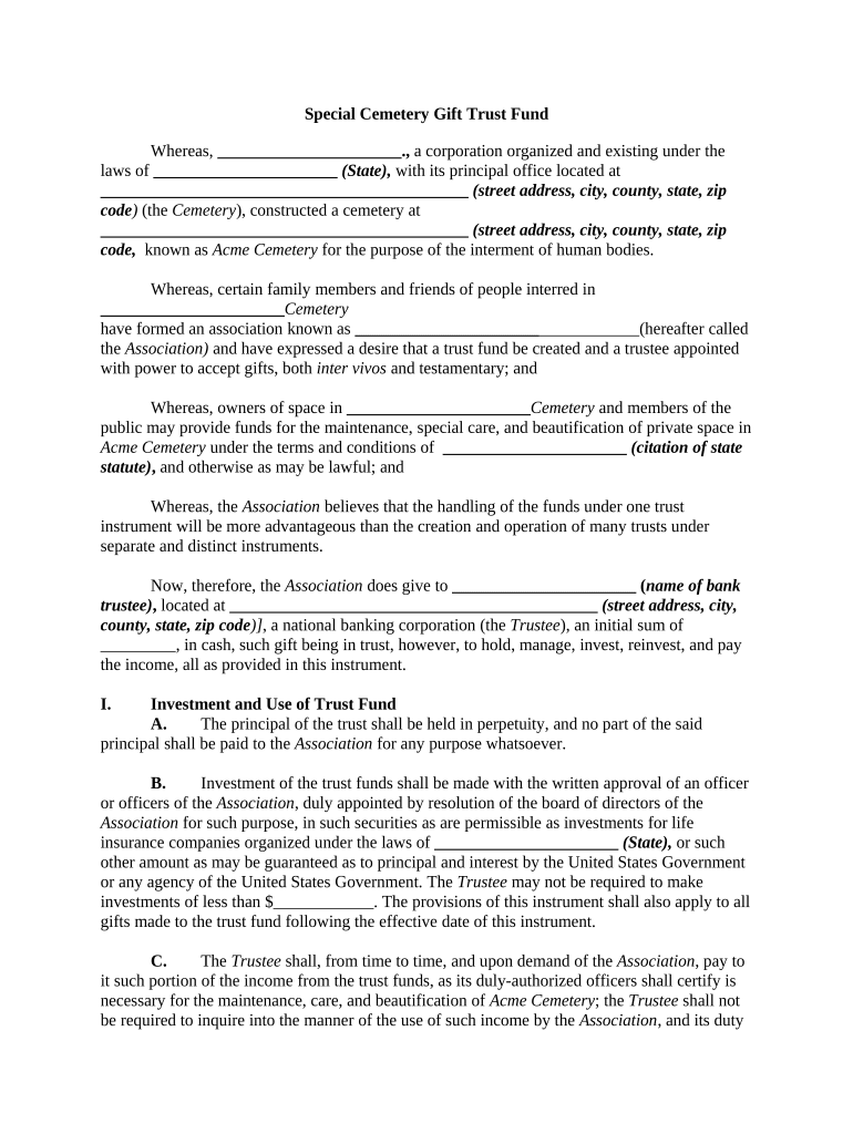 Cemetery Fund  Form