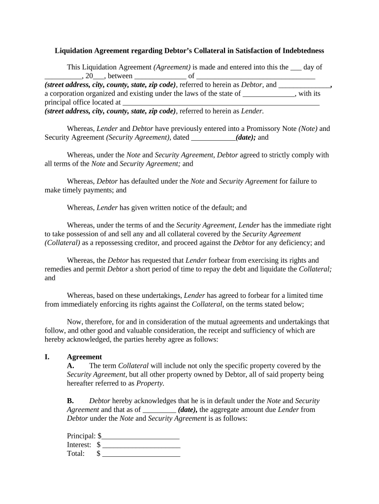 Liquidation Agreement  Form