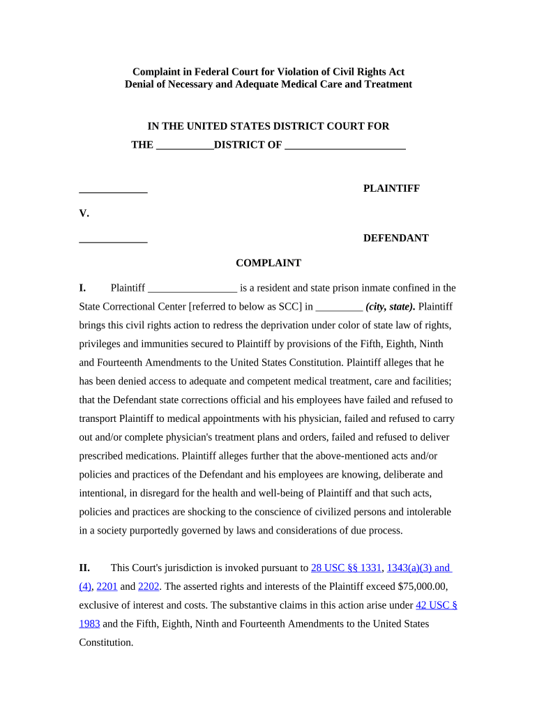 Federal Court Denial  Form