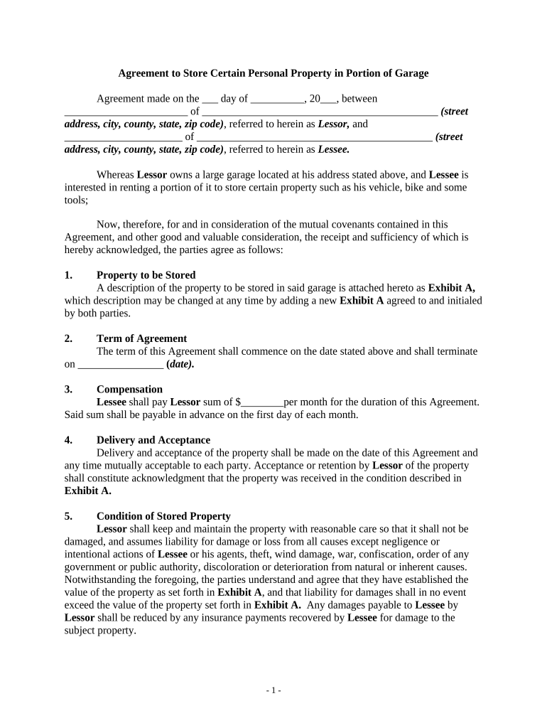Agreement Personal Property  Form