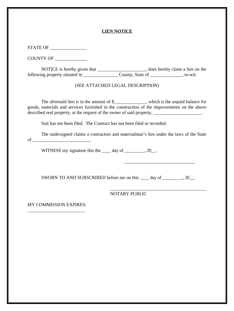 Lien Notice  Form