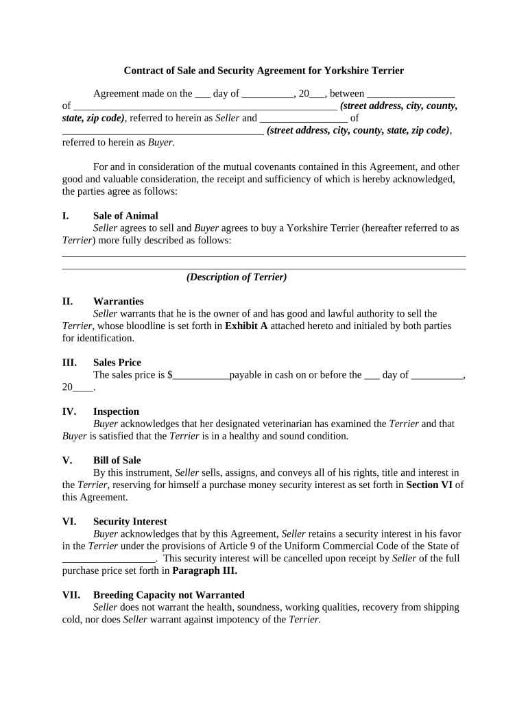 Contract Sale Agreement  Form
