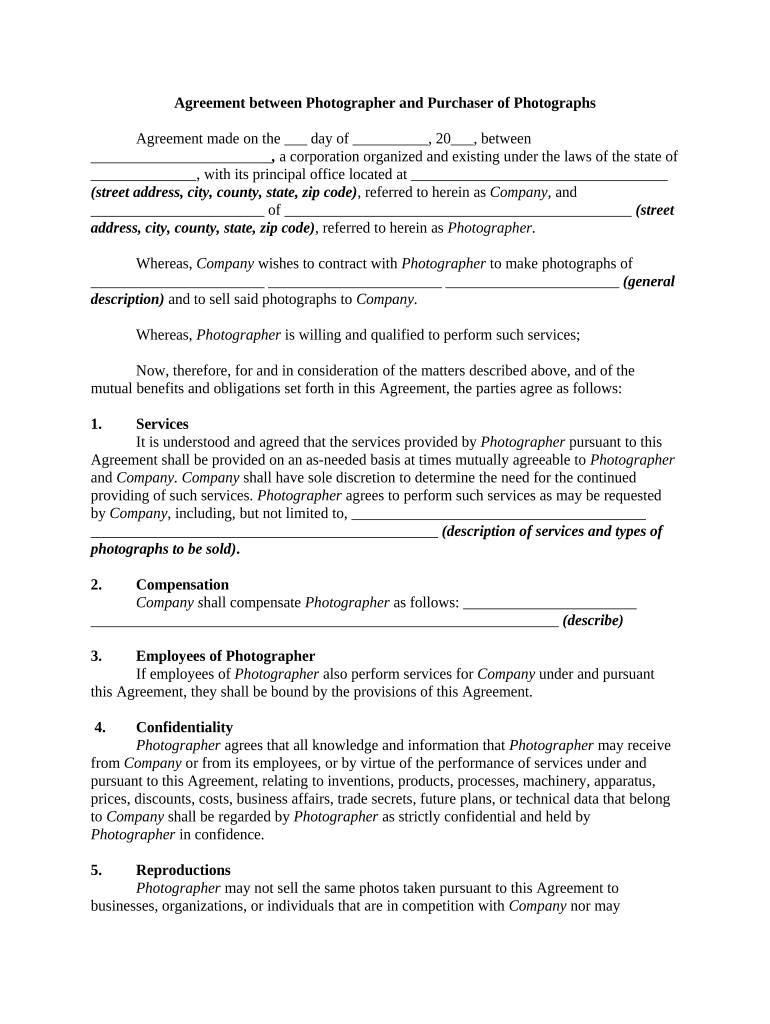 Agreement Photographer  Form