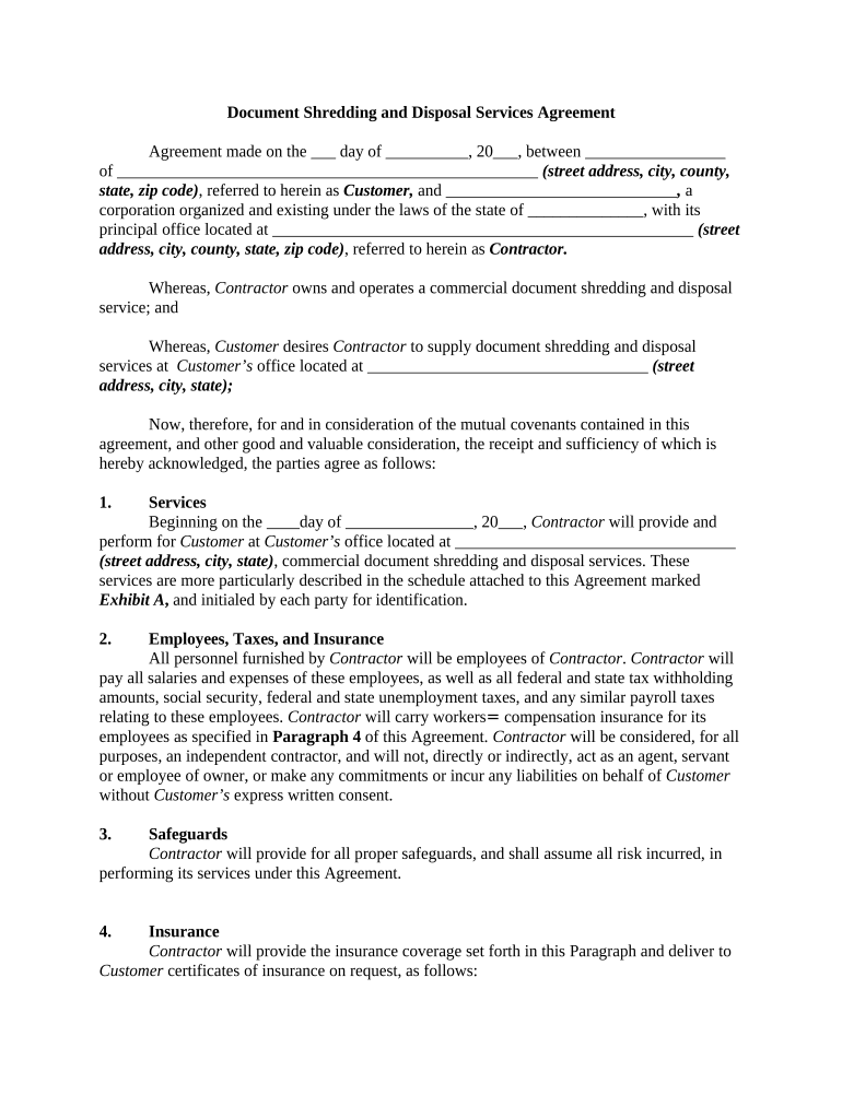 Shredding Services  Form