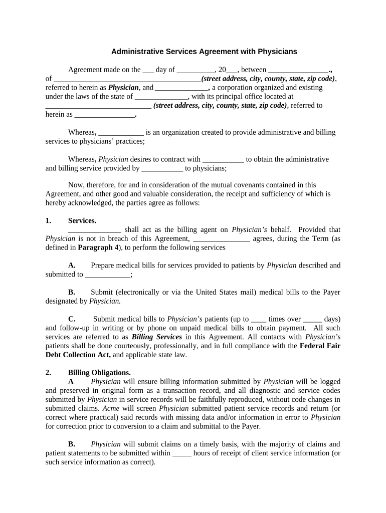 Administrative Agreement Sample  Form