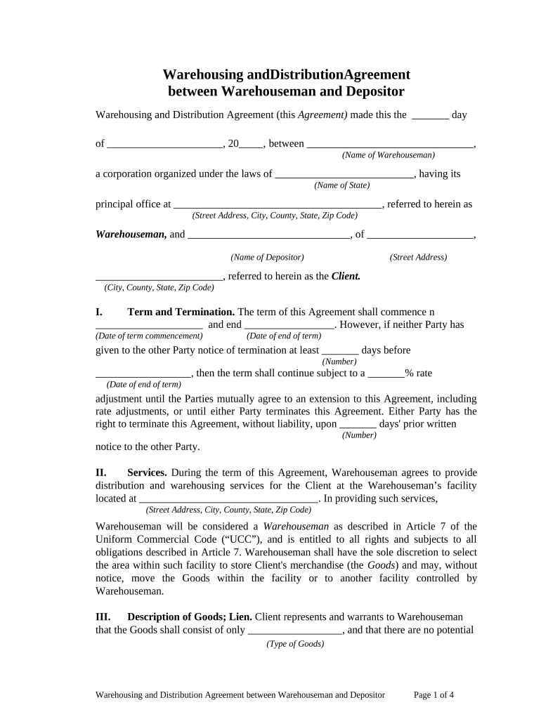 Agreement Warehouseman  Form