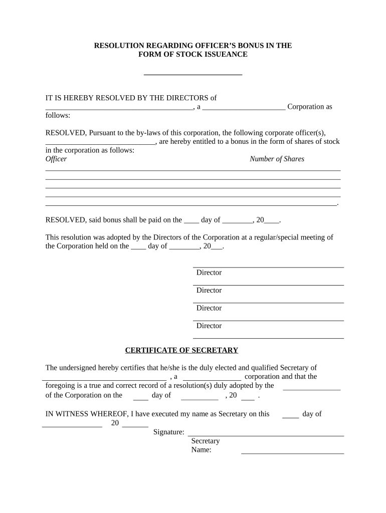 Stock Issuance Form