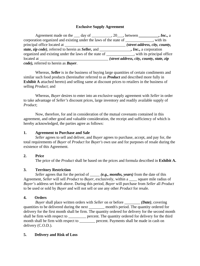 Sample Agreement by Third Party Procurement and Supply Chain Services Agreement  Form